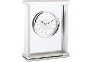 London Clock 5178 Silver flat top mantel clock, 21 x 16.5 x 6cm