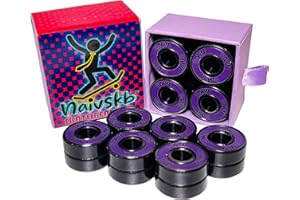Naivskb Skate Bearings 8mm 16 Pack, Precision 608 Bearings Quad Inline Skates Roller Derby Skateboard Longboard Scooter(Neon Purple)