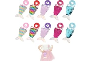 AMFUN 10 Stücke Meerjungfrau Tasche Kinder, Pailletten Geldbörse, Mini Kinder Portemonnaie Mädchen, Mini Crossbody Taschen für Geburtstage, Feiertagsfeiern, Kindergeburtstag Geschenk