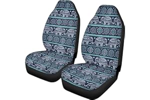 ZIATUBLES Indian Tribal Elephant Geometric Print Universal Seat Cover for Car Truck Van 2 Pcs High Back Seat Accessories Protect Cover Seat Cover Car Protector