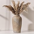 Vaseking Large Ceramic Rustic Vase, 11 inch Minimalist Decorative Vase, Farmhouse Tall Wood Colored for Home Decor, Brown