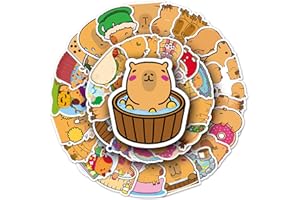 AFFOTO 50 Uds Capybara Pegatinas para Niños y Niñas,Adolescentes Portátiles,Maleta,Bicicletas,Monopatín,Guitarra,Casco,Equipaje,Coche,Capybara Impermeable Stickers de Vinilo