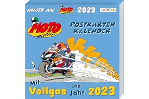 LAPPAN VERLAG MOTOmania Postkartenkalender 2023: Wochenkalender mit Tages-Verbrauchsanzeige für Motorradfahrer und Biker | Mit 53 Postkarten zum Verschicken und Sammeln | Mit den beliebten Comics von Holger Aue