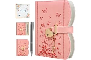 HwxBen Journal intime avec cadenas et clé – Coffret cadeau fille 8 à 13 ans, carnet secret avec stylo et marque-page, rechargeable format B6, 244 pages, couleur rose