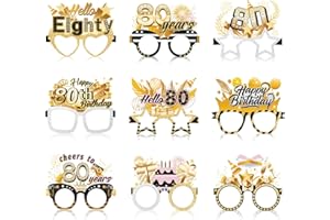 Konsait 80th Birthday Glasses - 18 Pack Photo Props for Man & Woman, Hello Eighty Cheers to 80 Years Party Favors