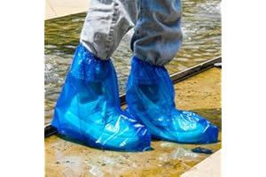EUPHHONYCS 10 Paar Schuhüberzieher aus Kunststoff Überschuhe, Stiefelüberzüge, Einweg-Überschuhe 30*28CM Einweg Stiefelüberzieher für Outdoor Camping, Transparenter Überziehschuhe Wasserdichte Rutschfeste , Blau