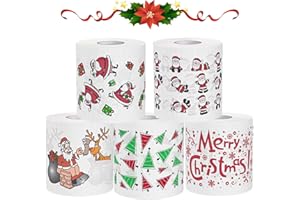 SUNSHINE SMILE 5 Rollos de Papel Higiénico de Navidad - Divertido y Fragante Diseño Navideño - Novedad para el Baño