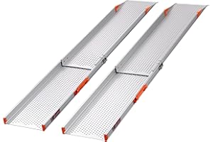 ‎FTSOLID FTsolid extrabreite Teleskoprampen Teleskopschiene Rollstuhlrampe Auffahrschiene aus Aluminium für Rollstuhl, Rollator oder Kinderwagen, Auffahrrampe für Treppen, Rampe