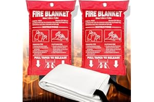 Andyssey Feuerlöschdecke 100x100 cm Löschdecke DIN EN 1869:2019 Brandschutzdecke, 2 Stück