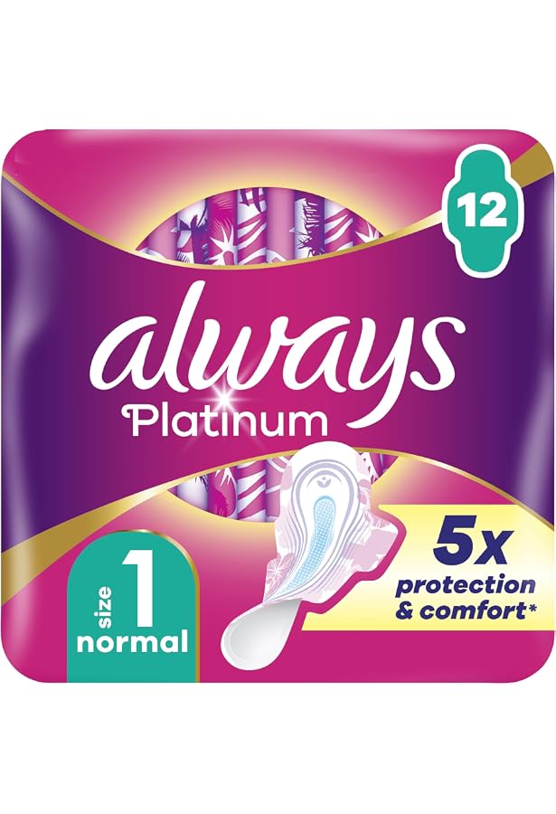 Always Infinity Normal (Size 1) Sanitary Towels With Wings, 12 Per Pack (Pack Of 6