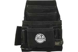 Graintex SS2780 10 Pocket Nail & Tool Pouch Black Color Suede Leather for Constructors, Electricians, Plumbers, Handymen