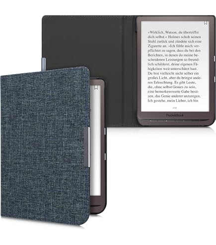 Kwmobile - Housse Rabat Magnétique Pour Pocketbook InkPad 4 / Color 3 / Color 2 - Similicuir Menthe/gris