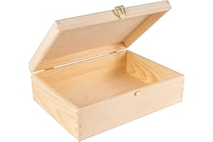 Creative Deco A4 Scatola di Legno con Coperchio per Natale | 33.8 x 24.8 x 10 cm (+/- 1 cm)| Cassetta con Chiusura Conteniore Portaoggetti Portagiochi Cofanetto | Per Decoupage Documenti Giocattoli