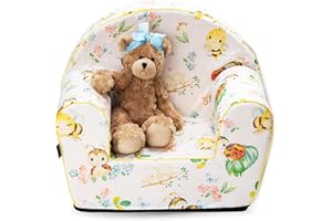 PinkZebra Funda para sillón infantil de espuma, funda para sillón, funda para sillón con relleno de espuma, pasta para sillón infantil en tamaño: 51 x 34 x 42 cm, asiento: 26 x 26 cm, mariquita