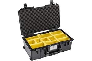 PELI 1535 Air Leichter Schützender Trolley für Kamera- und Fotografieequipment, Wasser- und Staubdicht, 27L Volumen, mit gepolstertem Einteilungs-System, Farbe: Schwarz