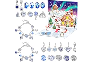 HOUSN Calendrier De L'Avent 2025,Calendrier De L Avent Bijoux Fille,24 Surprises NoëL Charms,Diy Charms Bracelet,Fabrication De Bijoux Pour Filles,Calendar De NoëL CréAtif Cadeau Enfant 6-13 Ans
