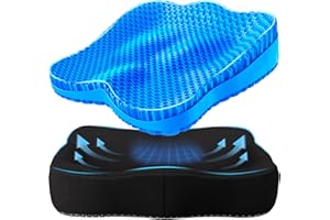 Tsmertor Gel Seat Cushion, Thicken Big Office Chair Cushion Chair Seat Pads for Long Sitting, Sciatica Hip Pain Relief, Egg Seat Cushion for Wheelchair Car Office Home Travel Outdoor
