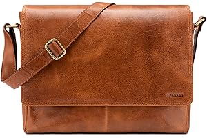 LEABAGS Leder Umhängetasche Herren & Damen I Messenger Bag mit Schultergurt I Echtleder Laptoptasche bis 15 Zoll I Schultertasche I Arbeitstasche I Tragetasche I Handtasche