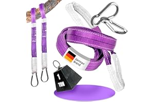 everlar® EverStraps I 2 x 1000kg 2m I Fixation Ultra Solide de la balançoire, du hamac, du Fauteuil Suspendu INCL. 2 mousquetons I Extrêmement Solide, Flexible, résistant aux intempéries