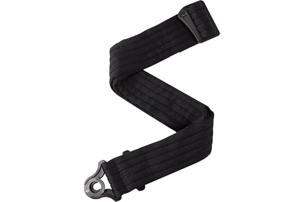 D'Addario Sangle de guitare Auto Lock, noire à rayures rembourrées