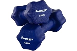 MOVIT set de 2 haltères en néoprène, haltères courts avec surface en néoprène, haltères en 8 variantes de poids et de couleurs 2x 0,5kg jusqu'à 2x 5kg