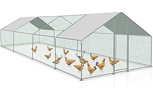 Jopassy Kurnik, 3 x 8 x 2 m, metalowy wybieg, klatka dla małych zwierząt, woliera z plandeką dachową, wybieg dla kur i małych zwierząt