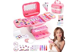 Hapikids Kinderschminke Geschenke Mädchen 3-10 Jahre,Schminke Kinder Spielzeug ab 3 -8 Jahre Kinderschminke Set Geburtstagsgeschenk für Mädchen Schminkkoffer Geschenke