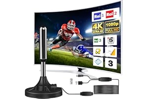 BXGOLKGD Antenna Tv Interna Amplificata Potente, 2025 Nuova Antenna Tv Interna, 500 Chilometri Di Ricezione A Lungo Raggio Con 360 Gradi Di Spazio Morto