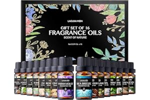 LAGUNAMOON Fragrance Oils Gift Set TOP 16 Aromatherapy Premium Grade Oils Kit Fragrance Oils for Candle Making, Soap Making, Diffuser, Perfume, Bath - 10ml/Bottle