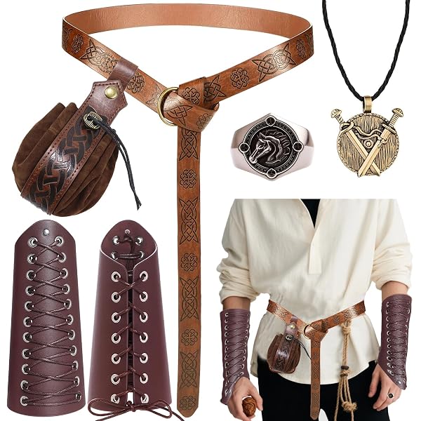 Brassards Médiévaux Viking En Cuir PU - Lot De 2, Motif Odin, Réglables, Pour Cosplay Et Fêtes