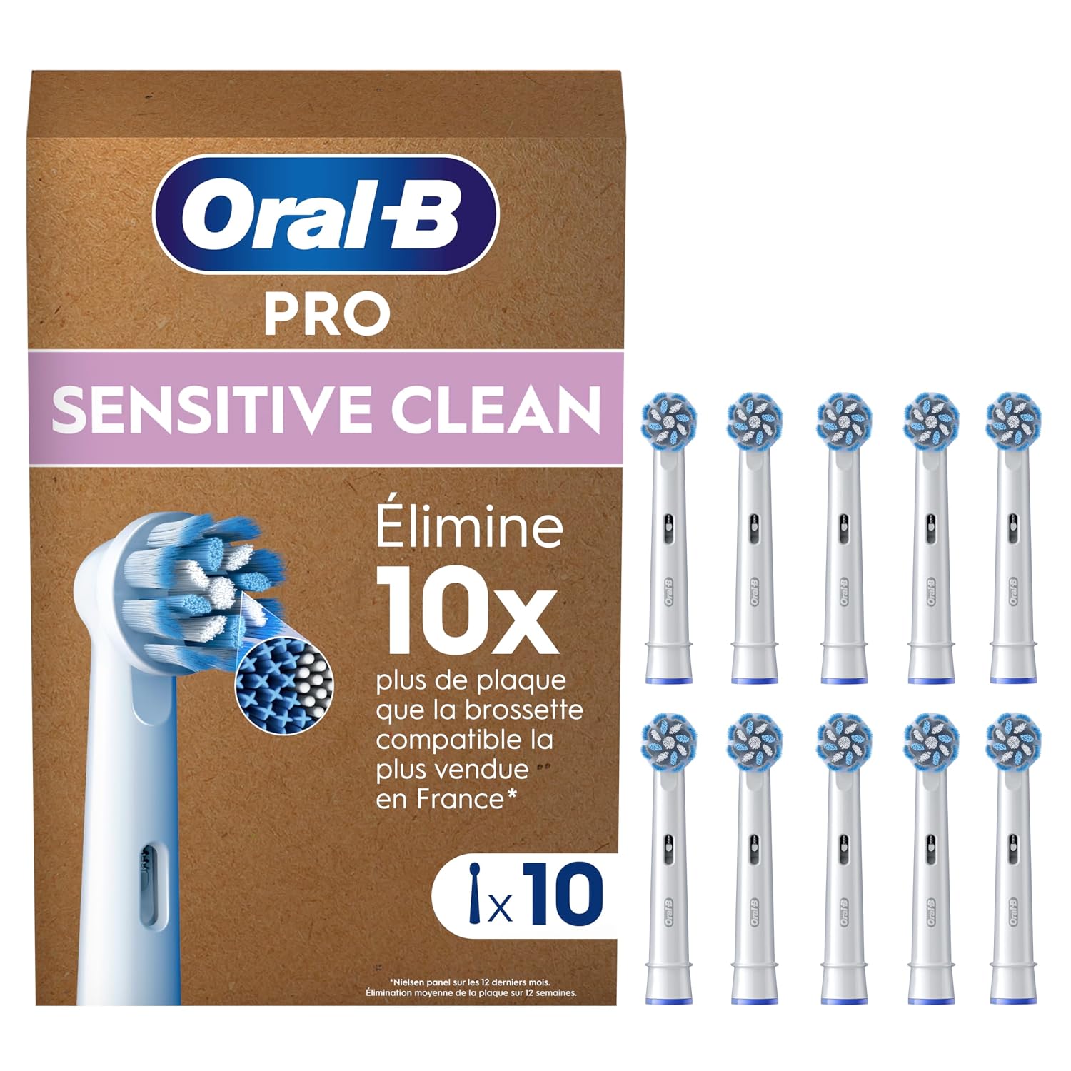 Oral-B Pro Sensitive Clean 10 stuks X-vormige elektrische tandenborstelkoppen en extra zachte borstelharen voor zacht poetsen en verwijderen van tandplak, past in de brievenbus | Embout de brosse à dents d'origine pour brosse à dents électrique, nettoyage doux et efficace des dents
