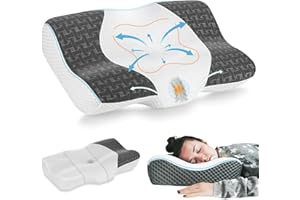 ‎ELVIROS Elviros Orthopädisches Kissen, Memory Foam Ergonomisches Nackenstützkissen, Nackenkissen Kopfkissen Nackenschmerzen, Seitenschläferkissen Bauchschläferkissen, mit Bezug,dunkelgrau