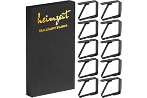 heimzeit Ferma Tovaglia da Tavola in Acciaio Inossidabile di Alta qualità [10 Pezzi, 4 cm] Colore: Nero, Fermatovaglia per Esterni e Interni, Clip per Tavoli con Uno Spessore Massimo di 3 cm