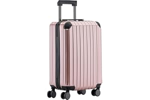 Münicase M816 Set of TSA Lock Suitcases, Hard Shell Trolleys, Rosagold