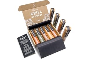 TIMBER TASTE® Grill Gewürze Geschenkset Frauen & Männer - 5 erlesene BBQ Grillgewürze inkl. Rezepte - Grill Zubehör Ostern Ge