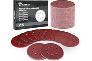 Sanding Discs: DEKOPRO 120 PCS 125mm Orbital Sander Discs with Multi-Grit 40, 60, 80, 100, 120, 180, 240, 320, 400, 600 Sanding Discs for Orbital Sander for Wood