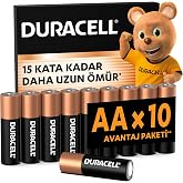 DURACELL BASIC AA Alkalin Kalem Pil (10'lu Paket) &ndash; 1,5V | 15 Kata Kadar Daha Uzun &Ouml;m&uuml;rl&uuml; &ndash; G&uuml;nl&uuml;k Cihazlar i&ccedil;in G&uuml;venilir G&uuml;