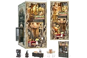 MiniCity Book Nook Zestaw miniaturowy domku dla lalek, zestaw do samodzielnego wykonania, kącik książki dla nastolatków i dorosłych, sezon kawowy