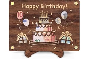 QHHENTOO Geldgeschenke Geburtstag - Geldgeschenk Jugendweihe aus Holz inkl. Ständer - Geburtstag Geschenke für Junge Mädchen - Geburtstagskarte Deko