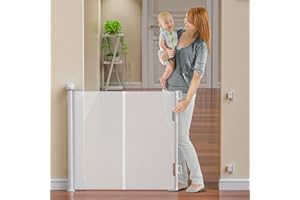 COMFEN Treppenschutzgitter Ausziehbar für Babys und Hunde,erweiterbar auf 140cm Einzigartiges Design mit verstärktem Fiberglasstab für maximale Stabilität Einfache Einhandbedienung