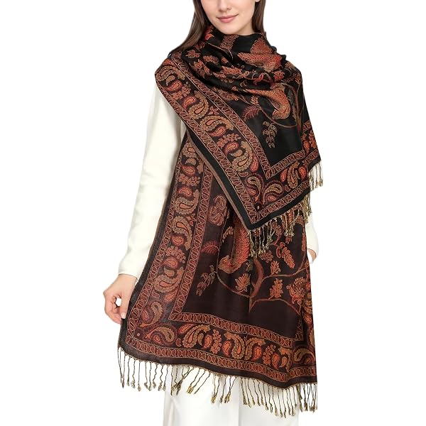 Écharpe Pashmina Pour Femme - Châle Jacquard Paisley Avec Franges, Doux Et Polyvalent Pour Toutes Les Saisons - 4
