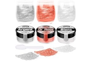 HXDZFX Paillettes Comestibles - 3 Couleurs Colorant Alimentaire Poudre, Paillettes Alimentaires pour Boissons, Gâteaux, Chocolats, Muffins, Cocktail, etc. (4g par Bouteille)