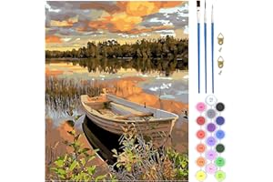 QENSPE River Paint by Numbers Kit, Landscape Paint by Numbers for Adult, DIY Paint by Number for Beginners with Brushes Wall Art Decor s 16x20inch / 40x50cm, Frameless