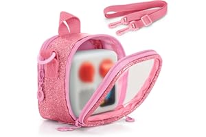 LoDrid Étui de Voyage Compatible avec Yoto Mini (édition 2024), Support de Lecteur Audio avec bandoulière réglable, Poche zippée pour Cartes, Rose, Sac Uniquement