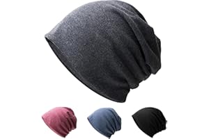Hurinan Unisex Slouch Beanie Hat Jersey Beanie Skull Cap Classic Baggy Hat Lightweight and Soft Knitted Cotton Hat Headwear for Men Women