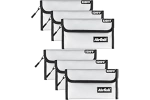 AIRFISH Lot de 6 Sacs à Monnaie Ignifugés 12,7 x 20,3 cm, sans Démangeaisons, Ignifuge et Imperméable avec Fermeture éclair, Petit Sac Ignifuge pour Objets de Valeur, Bijoux, Monnaie, Cartes, Argent