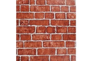 JOLIHOME Tapeta samoprzylepna, cegła, czerwona, 44 x 500 cm, cegła, tapeta ścienna, vintage, wygląd kamienia, tapeta do kuchni, sypialni, salonu