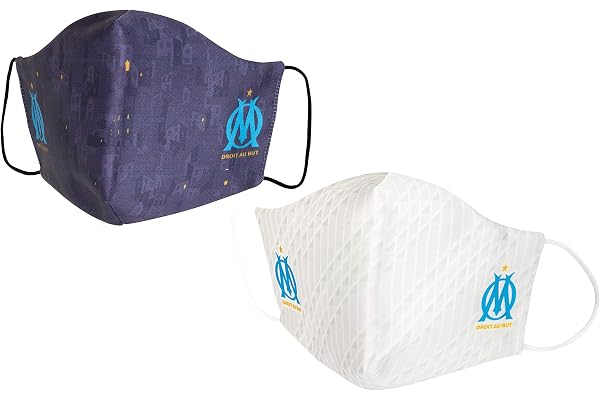 OLYMPIQUE DE MARSEILLE 2 x Masque Anti Projection Réutilisable Lavable Om - Collection Officielle