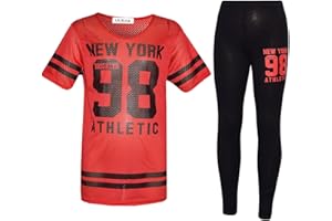 GUBA GIRL'S NEW YORK 98 NET TOP & LEGGING SET KID'S 2 PIECES FASHION OUTFITS AGE 7-13 YEARS