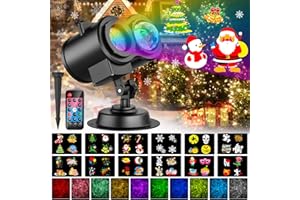 YAZEKY Projecteur Noel Exterieur Intérieur, Projecteur LED Noël Extérieur 2 en 1 avec 12 Diapositives 10 Couleurs Effet de Vague d'eau, Lampe Projecteur Décoration pour Noël, Halloween, Fête